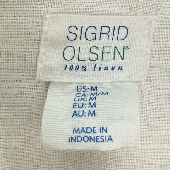 Sigrid Olsen 100% Linen Roll Tab Button Down Shirt Tunic Coverup Size M - Picture 4 of 8